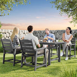 7-Piece HIPS Patio Furniture Set with Umbrella Hole, Outdoor Dining Set for 6, Patio Table and Chairs set for Patio, Lawn, Backyard, Garden, Poolside - Grey
