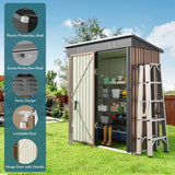 5'x 3'Outdoor Storage Shed with Lockable Door for Backyard Patio Lawn - Light Brown