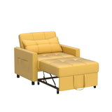 Convertible Sleeper Chair, Aiho 3-in-1 Convertible Sofa Bed Recliner Chair with Pull Out Couch - Yellow