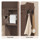 Over the Toilet Storage Cabinet, Aiho 70.3" H Bathroom Storage Cabinet with Adjustable Shelves & 2 Side Hooks, Best Gifts for Bathroom, Small Spaces, Dark Brown