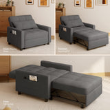 Aiho 3-in-1 Couch with Pull out Bed, Adjustable Backrest Sleeper Sofa Bed with Side Pockets for Living Room, Bedroom, Guest Room, Dark Gray
