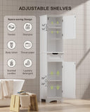 67" H Bathroom Storage Cabinet Organizer with Adjustable Shelves - White