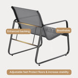 Aiho 3 Pieces Outdoor Patio Furniture Set with Textilene Material, Outdoor Chairs Set of 3 with Tempered Glass Table, Perfect for Garden, Lawn, Patio, Pool, Backyard, Balcony, Porch-Gray