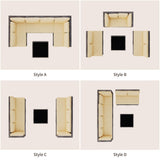 Aiho 7 Pieces Outdoor Sectional Sofa with Soft Cushions & Coffee Table, Pe Rattan Outdoor Patio Conversation Set, For Garden, Patio, Porch, Pool, Balcony, Backyard-Beige