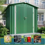 6' x 4' Metal Outdoor Storage Shed with Double Lockable Doors - Green