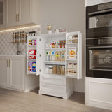 63" H Kitchen Pantry Cabinet with 2 Doors and 2 Drawers, Solid & Sturdy, Storage Cabinet for Entryway, Kitchen - White
