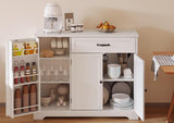 Aiho 43.3" L Buffet Cabinet with Storage, Coffee Bar Cabinet with Drawer & Doors & Shelves for Kichen, Bathroom, Livingroom, White