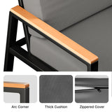 Aiho Outdoor Patio Furniture Set with Weather-Resistant Table, 4 Piece Patio Furniture with Soft Cushion, For Backyard, Poolside, Living Room, Patio, Porch, Garden and Balcony - Gray