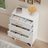 5 Drawer Dresser, Tall Chest of Drawers Nightstand Storage Tower Storage Wooden Dresser for Living Room, Bedroom, Hallway - White