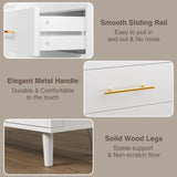 6 Drawer Dresser, Wide Chest of Drawers Nightstand Storage Tower Storage Wooden Dresser for Living Room, Bedroom, Hallway - White