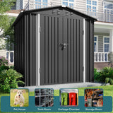 6' x 4' Metal Outdoor Storage Shed with Double Lockable Doors - Gray