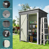 5' x 3' Storage Shed With Sliding Doors and Large Capacity for Your Home - Gray