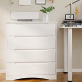 Asofer 32"H 4-Drawer Dresser with Modern Cutout Handles – Stylish Dresser for Bedroom, Living Room，Hallway，White