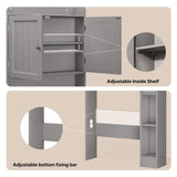 Over the Toilet Storage Cabinet, Aiho 70.3" H Bathroom Storage Cabinet with Adjustable Shelves & 2 Side Hooks, Best Gifts for Bathroom, Small Spaces, Gray