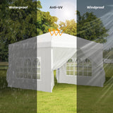 Aiho Easy up Canopy 10x10 with Removable Sidewalls, All-Weather Portable Popup Shade Canopy with 3 Adjustable Height, For Garden, Backyard, Beach, Camping and Party-White