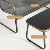 4 Pieces Patio Furniture Set,Textilene Modern Conversation Black Set with Tea Table for Home,Lawn,Balcony, Bistro - Gray