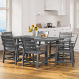 7-Piece HIPS Patio Furniture Set with Umbrella Hole, Outdoor Dining Set for 6, Patio Table and Chairs set for Patio, Lawn, Backyard, Garden, Poolside - Grey