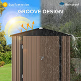 6' x 4' Metal Outdoor Storage Shed with Double Lockable Doors - Light Brown