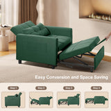 Convertible Sleeper Chair, 3-in-1 Convertible Sofa Bed Recliner Chair with Pull Out Couch - Green