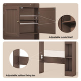 Over the Toilet Storage Cabinet, Aiho 70.3" H Bathroom Storage Cabinet with Adjustable Shelves & 2 Side Hooks, Best Gifts for Bathroom, Small Spaces, Dark Brown