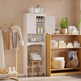 Over The Toilet Storage Cabinet with Open Shelf and Double Doors - White