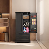 63" H Kitchen Pantry Cabinet with 2 Doors and 2 Drawers, Solid & Sturdy, Storage Cabinet for Entryway, Kitchen - Black