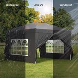 Aiho Easy up Canopy 10x10 with Removable Sidewalls, All-Weather Portable Popup Shade Canopy with 3 Adjustable Height, For Garden, Backyard, Beach, Camping and Party-Black