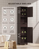 67" H Bathroom Storage Cabinet Organizer with Adjustable Shelves - Dark Brown