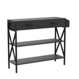Aiho 39" Entryway Table with 2 Drawers, Modern Console Table with 3 Tier Storage Shelves, Perfect for Livingroom, Entruway, Small Spaces, Black