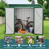 6' x 4' Outdoor Storage Shed with Double Lockable Doors for Backyard Patio Lawn - Green