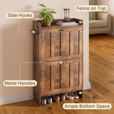 Aiho Shoe Storage Cabinet with 2 Flip Drawers, Narrow Shoe Cabinet with OPen Storage, Entryway Shoe Storage for Foyer, Hallway, Porch, Living Room, Balcony, Bedroom - Retro
