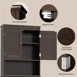 Over The Toilet Storage Cabinet with Adjustable Shelf and Double Doors - Espresso