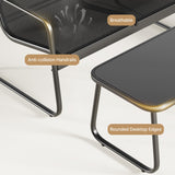 Aiho Outdoor Chairs Set of 4 with Breathable Textilene, Outdoor Patio Furniture Set with Tempered Glass Table, Perfect for Garden, Lawn, Patio, Pool, Backyard, Balcony, Porch-Black