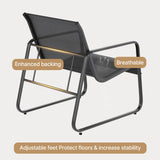 Aiho 3 Pieces Outdoor Patio Furniture Set with Textilene Material, Outdoor Chairs Set of 3 with Tempered Glass Table, Perfect for Garden, Lawn, Patio, Pool, Backyard, Balcony, Porch-Black