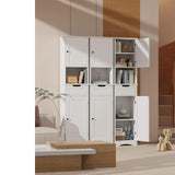 67" H Bathroom Storage Cabinet Organizer with Adjustable Shelves - White