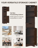 67" H Tall Bathroom Storage Cabinet with 2 Doors and 1 Drawer - Dark Brown