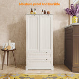 47" Kitchen Pantry Storage Cabinet with Doors and Shelves - White