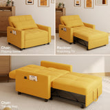 Convertible Sleeper Chair, Aiho 3-in-1 Convertible Sofa Bed Recliner Chair with Pull Out Couch - Yellow