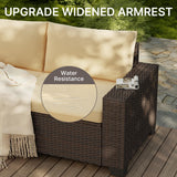 Aiho Outdoor Patio Furniture Set with All Weather Wicker, 6 Pieces Outdoor Sectional Sofa with Soft Cushions and Coffee Table, For Garden, Backyard, Poolside, Living Room, Patio, Porch and Balcony - Beige