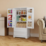 63" H Kitchen Pantry Cabinet with 2 Doors and 2 Drawers, Solid & Sturdy, Storage Cabinet for Entryway, Kitchen - White