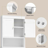 Over The Toilet Storage Cabinet with Adjustable Shelf and Double Doors - Brown