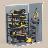 5 x 3 Ft Outdoor Storage Shed with Lockable Door, Aiho Resin Weatherproof Resin Garden Shed with Floor & Ventilation for Patio, Lawn, Gray