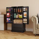 63" H Kitchen Pantry Cabinet with 2 Doors and 2 Drawers, Solid & Sturdy, Storage Cabinet for Entryway, Kitchen - Black