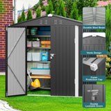 6' x 4' Metal Outdoor Storage Shed with Double Lockable Doors - Gray