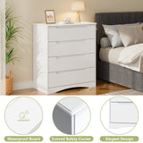 Asofer 32"H 4-Drawer Dresser with Modern Cutout Handles – Stylish Dresser for Bedroom, Living Room，Hallway，White