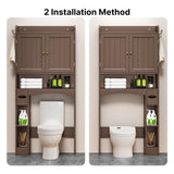 Over the Toilet Storage Cabinet, Aiho 70.3" H Bathroom Storage Cabinet with Adjustable Shelves & 2 Side Hooks, Best Gifts for Bathroom, Small Spaces, Dark Brown