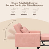 Convertible Sleeper Chair, Aiho 3-in-1 Convertible Sofa Bed Recliner Chair with Pull Out Couch - Pink