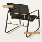 Aiho Outdoor Chairs Set of 4 with Breathable Textilene, Outdoor Patio Furniture Set with Tempered Glass Table, Perfect for Garden, Lawn, Patio, Pool, Backyard, Balcony, Porch-Black