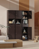 67" H Tall Bathroom Storage Cabinet with 2 Doors and 1 Drawer - Dark Brown