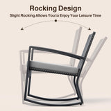 Aiho 4-piece patio conversation set with PE Rattan, outdoor patio furniture set with 2 Rocking chair and Tempered glass table, For Patio, Porch, Backyard, Balcony, Poolside, Garden-Gray